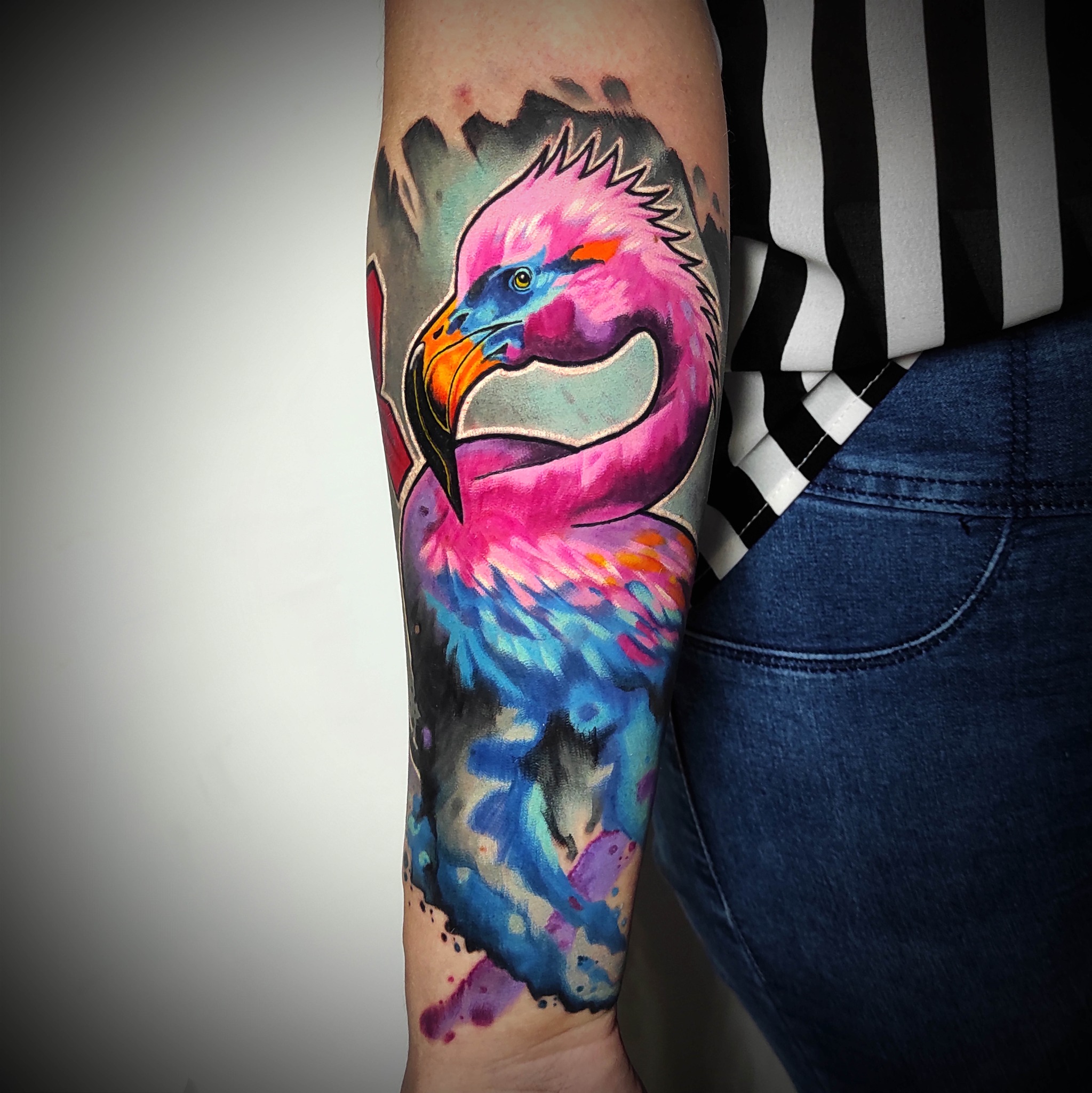 Kolorowy tatuaż ptak newschool - DINKZ ART studio tatuażu Śląsk Kolorowy tatuaż ptak newschool - DINKZ ART studio tatuażu Śląsk
